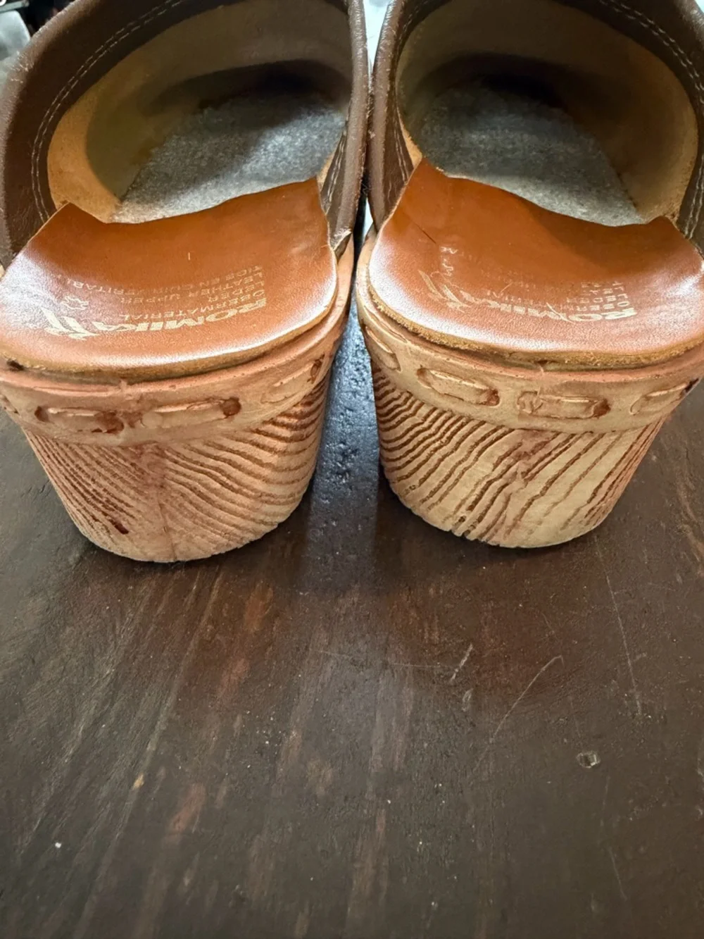 Romika Brown Leather Slip-On Wedged Loafer Clog - European Size 42